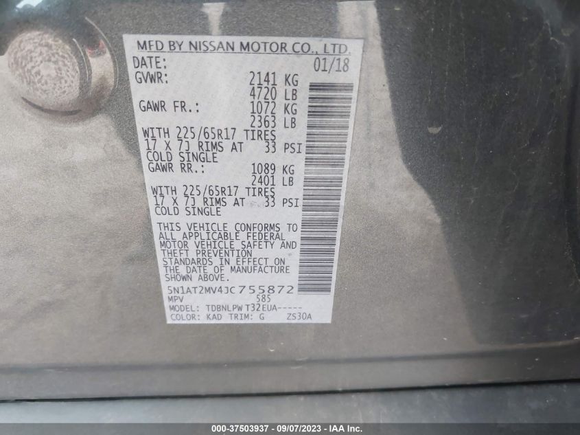 2018 NISSAN ROGUE SV/SL - 5N1AT2MV4JC755872