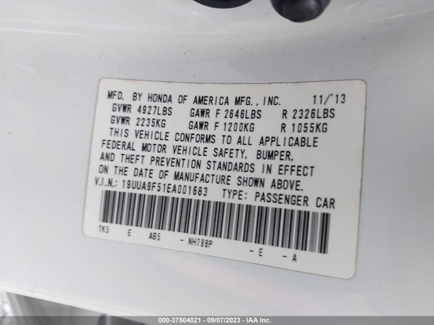 2014 ACURA TL TECH 19UUA9F51EA001683