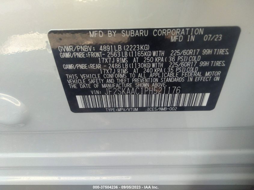 2023 SUBARU FORESTER - JF2SKAAC1PH521176