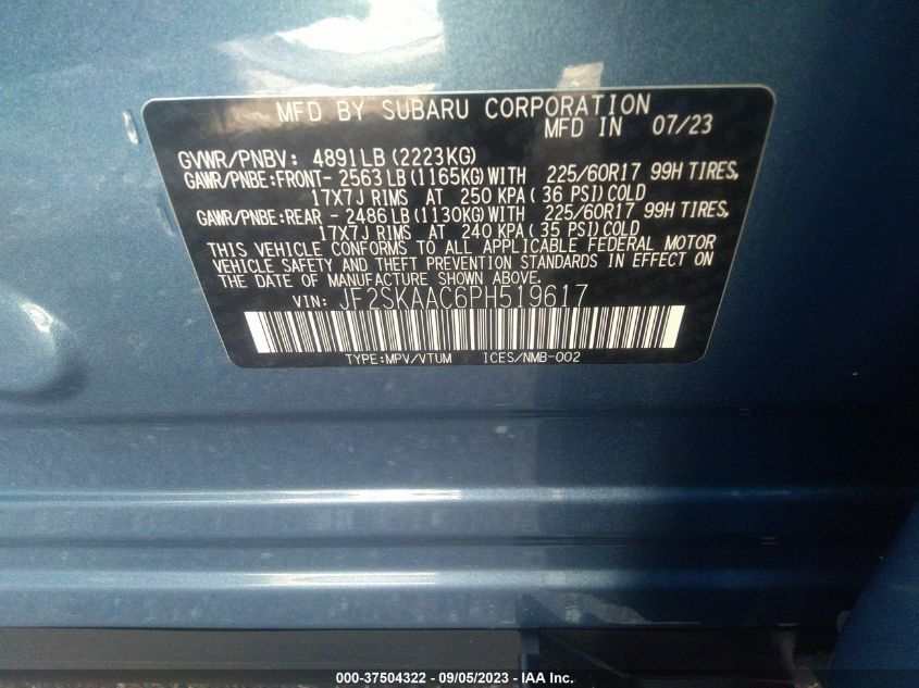 2023 SUBARU FORESTER - JF2SKAAC6PH519617