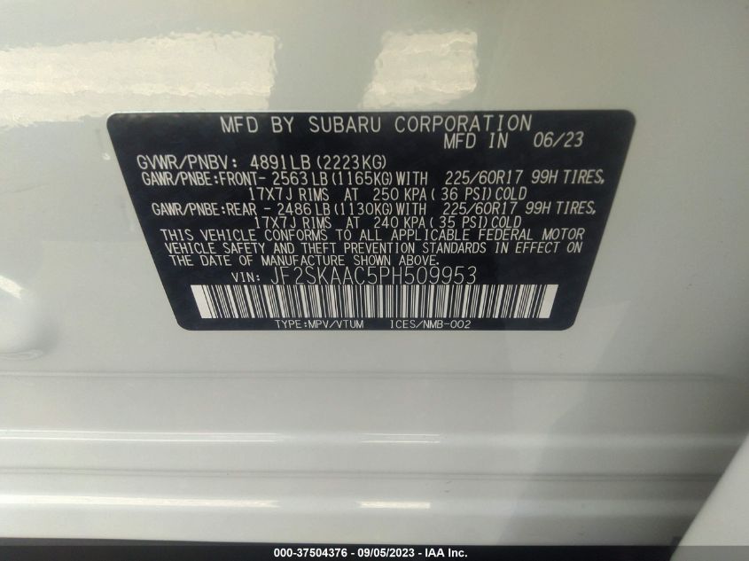 2023 SUBARU FORESTER - JF2SKAAC5PH509953