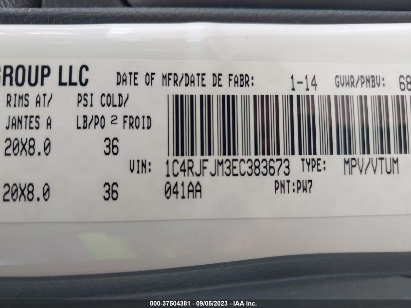 2014 JEEP GRAND CHEROKEE SUMMIT - 1C4RJFJM3EC383673