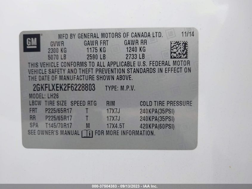 2015 GMC TERRAIN SLT - 2GKFLXEK2F6228803