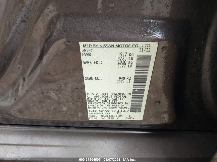 2016 NISSAN ALTIMA 2.5 SL - 1N4AL3AP2GC124147