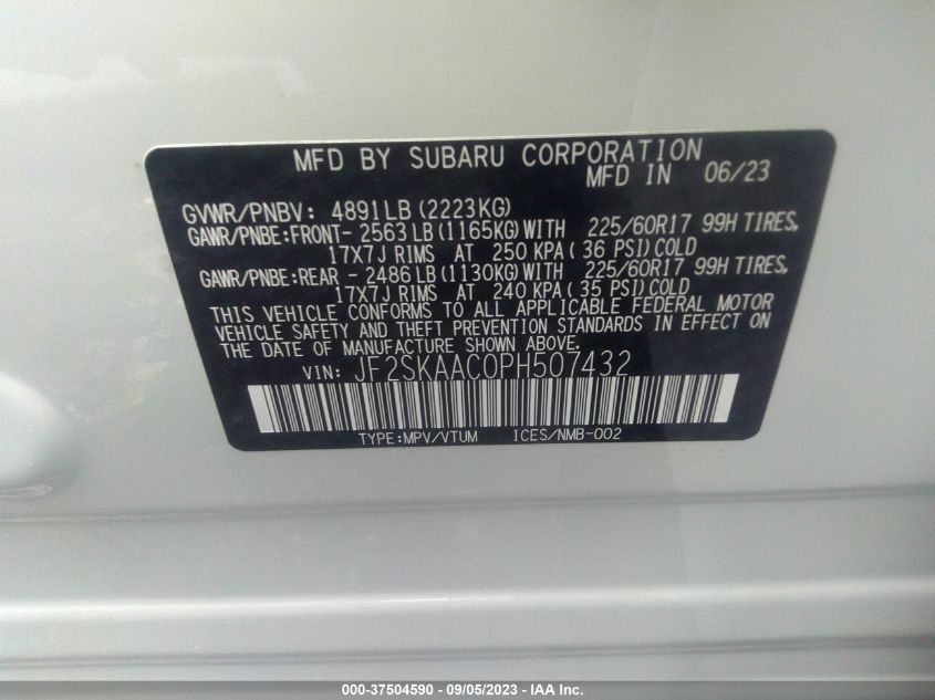 2023 SUBARU FORESTER - JF2SKAAC0PH507432