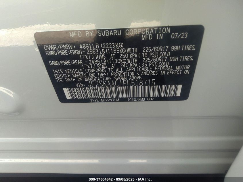2023 SUBARU FORESTER - JF2SKAAC1PH518715