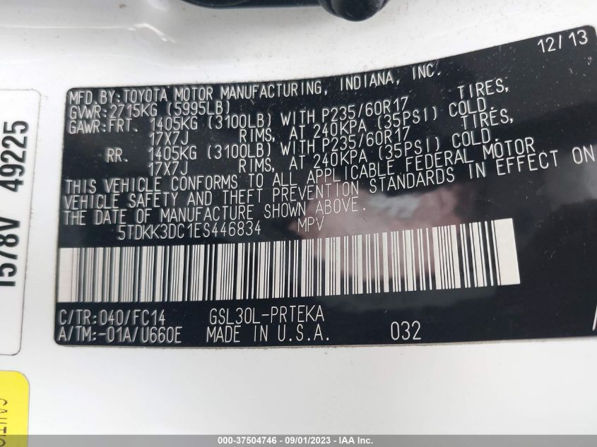 2014 TOYOTA SIENNA LE - 5TDKK3DC1ES446834