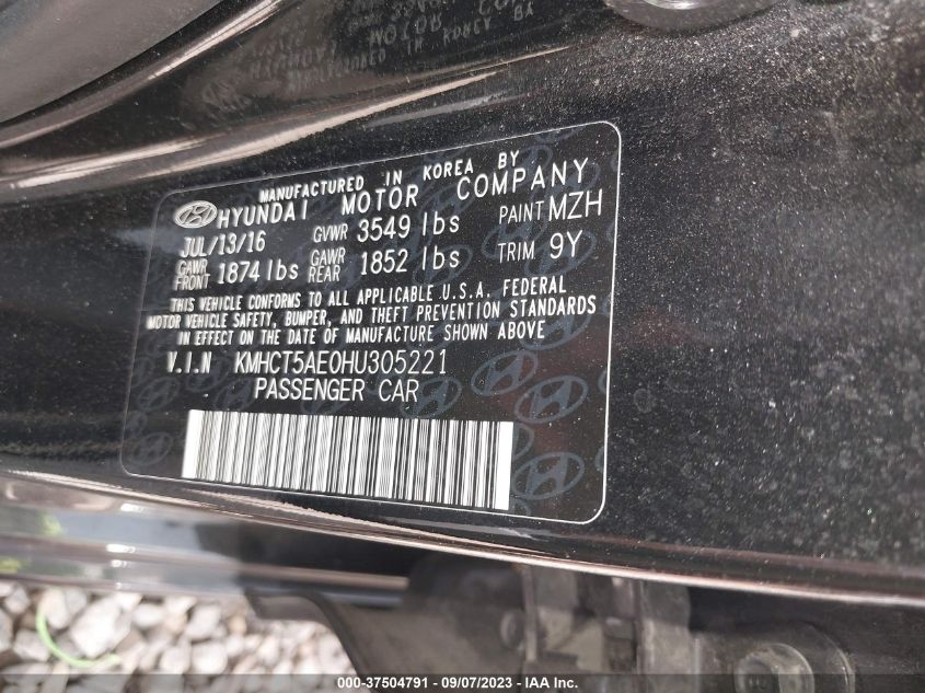2017 HYUNDAI ACCENT SE - KMHCT5AE0HU305221