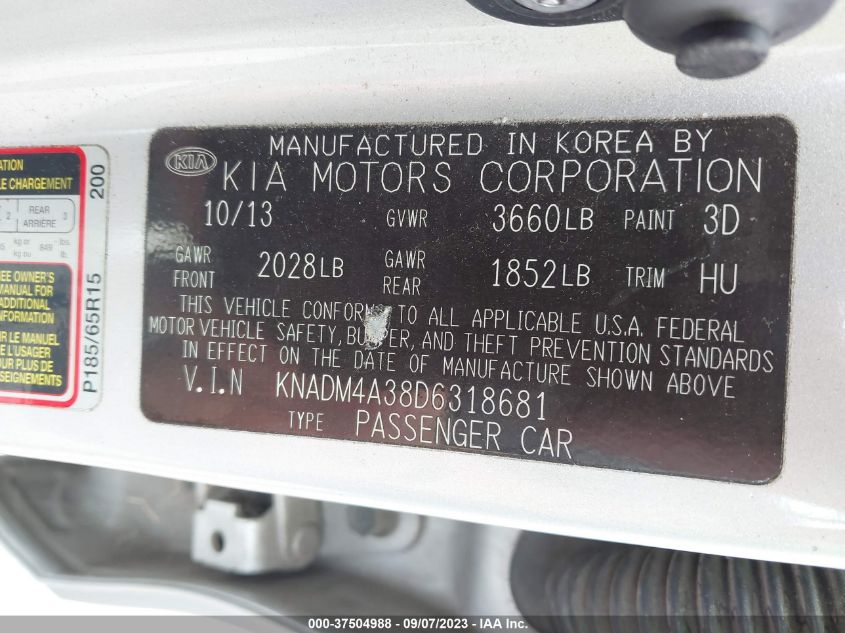 2013 KIA RIO LX - KNADM4A38D6318681