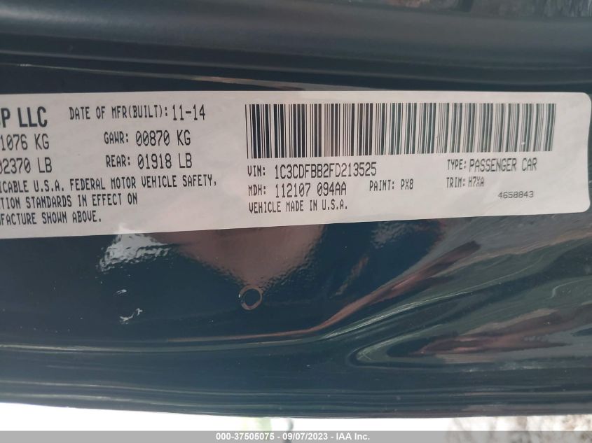 2015 DODGE DART SXT - 1C3CDFBB2FD213525