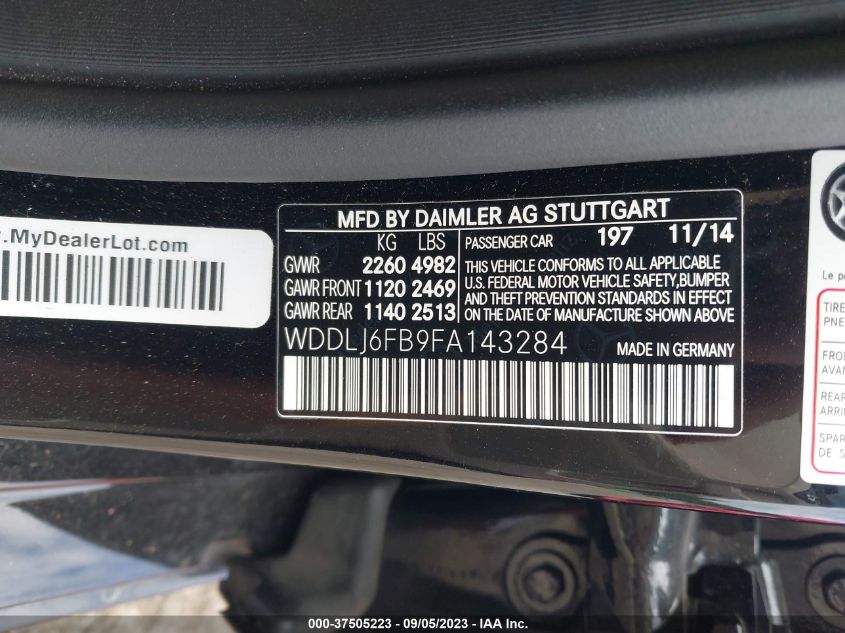 2015 MERCEDES-BENZ CLS-CLASS CLS 400 WDDLJ6FB9FA143284
