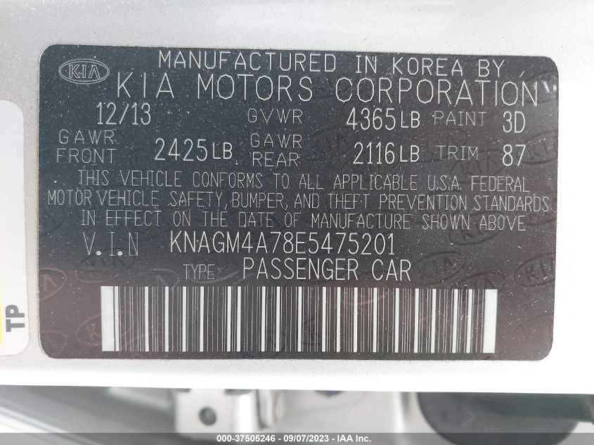 2014 KIA OPTIMA LX - KNAGM4A78E5475201