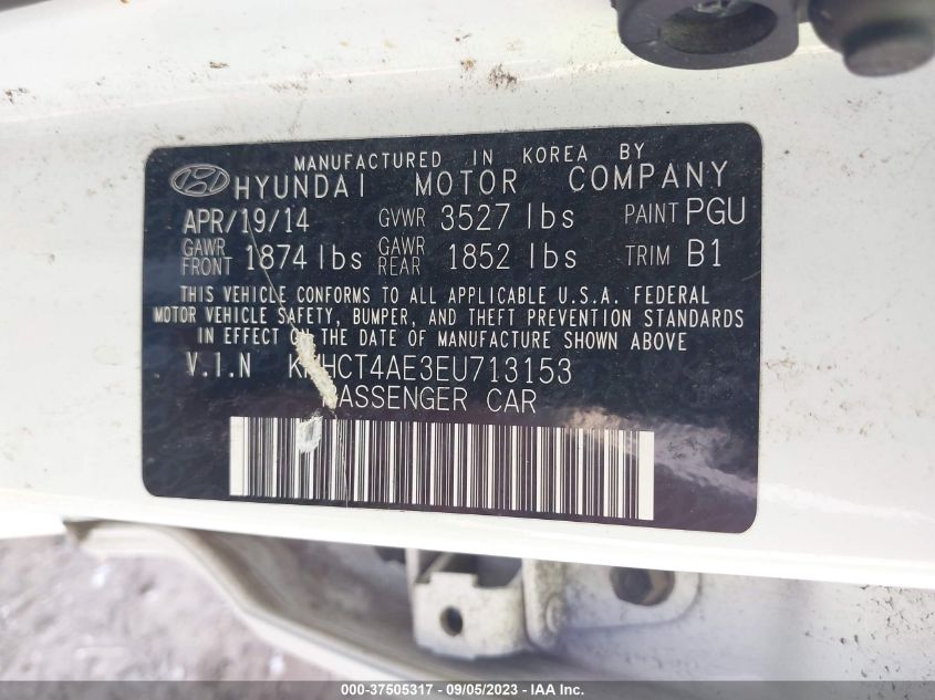2014 HYUNDAI ACCENT GLS - KMHCT4AE3EU713153