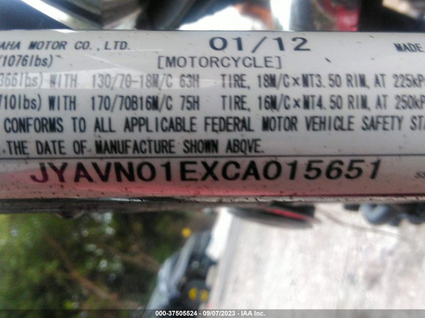 2012 YAMAHA XVS950 A/CT JYAVN01EXCA015651