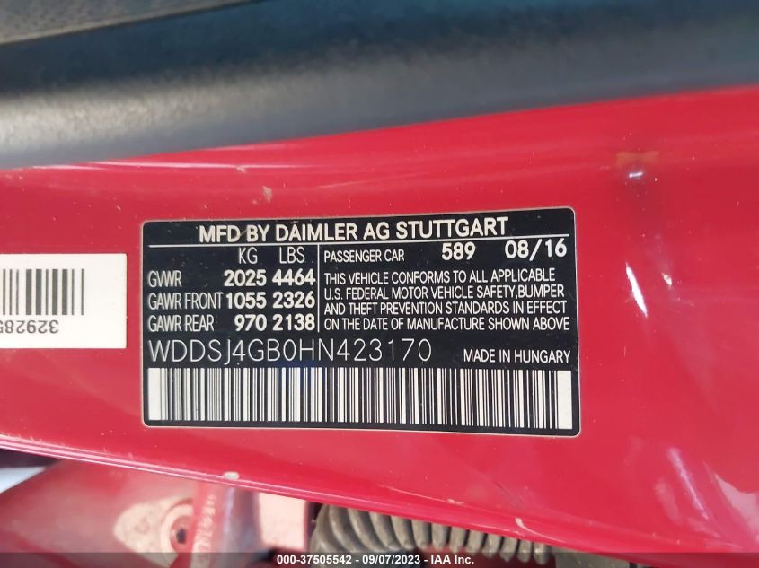 2017 MERCEDES-BENZ CLA - WDDSJ4GB0HN423170