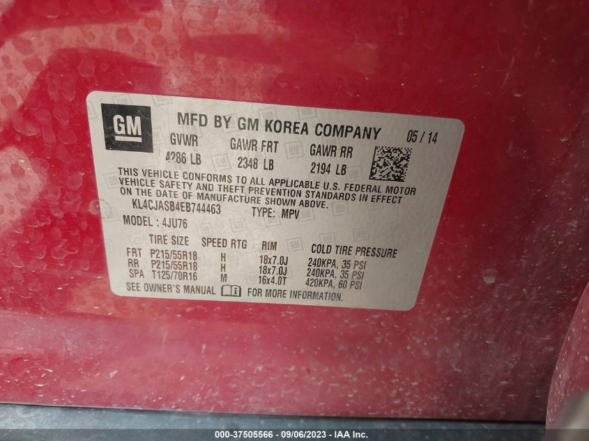 2014 BUICK ENCORE - KL4CJASB4EB744463