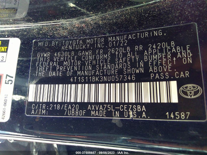 2022 TOYOTA CAMRY SE - 4T1S11BK3NU057346