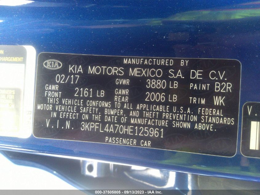 2017 KIA FORTE LX - 3KPFL4A70HE125961