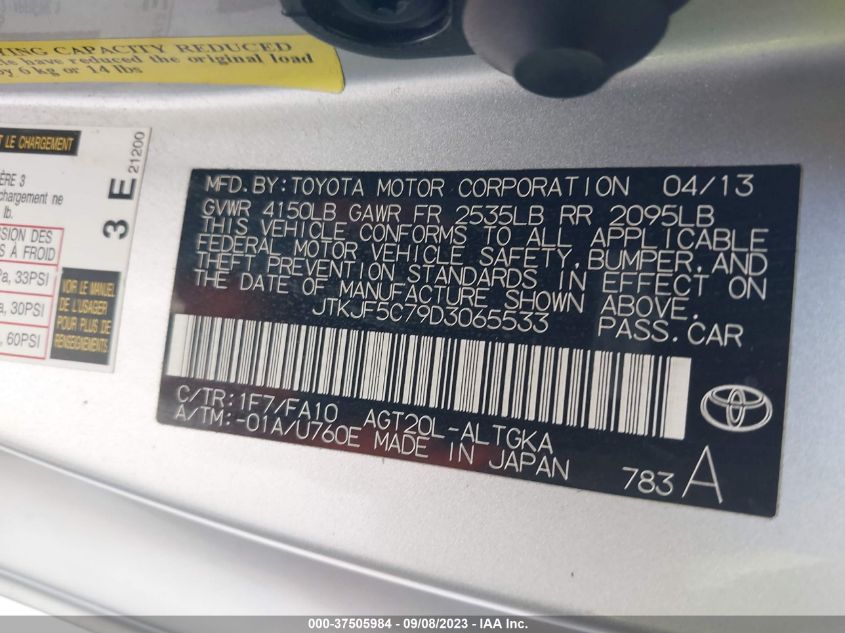 2013 TOYOTA SCION TC - JTKJF5C79D3065533