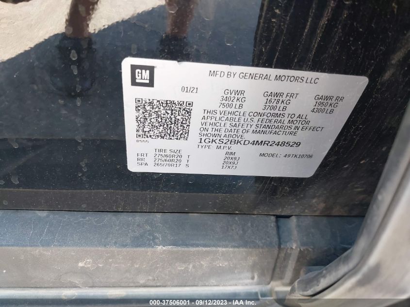 2021 GMC YUKON SLT - 1GKS2BKD4MR248529