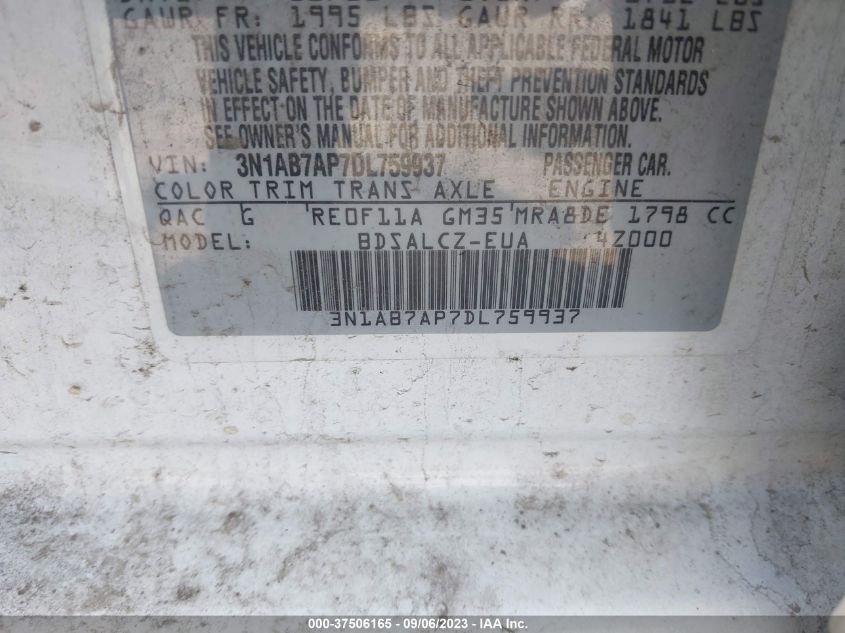 2013 NISSAN SENTRA S - 3N1AB7AP7DL759937