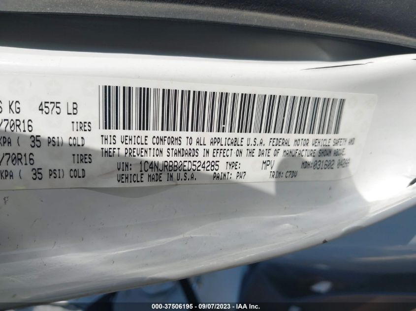 2014 JEEP PATRIOT SPORT - 1C4NJRBB0ED524285