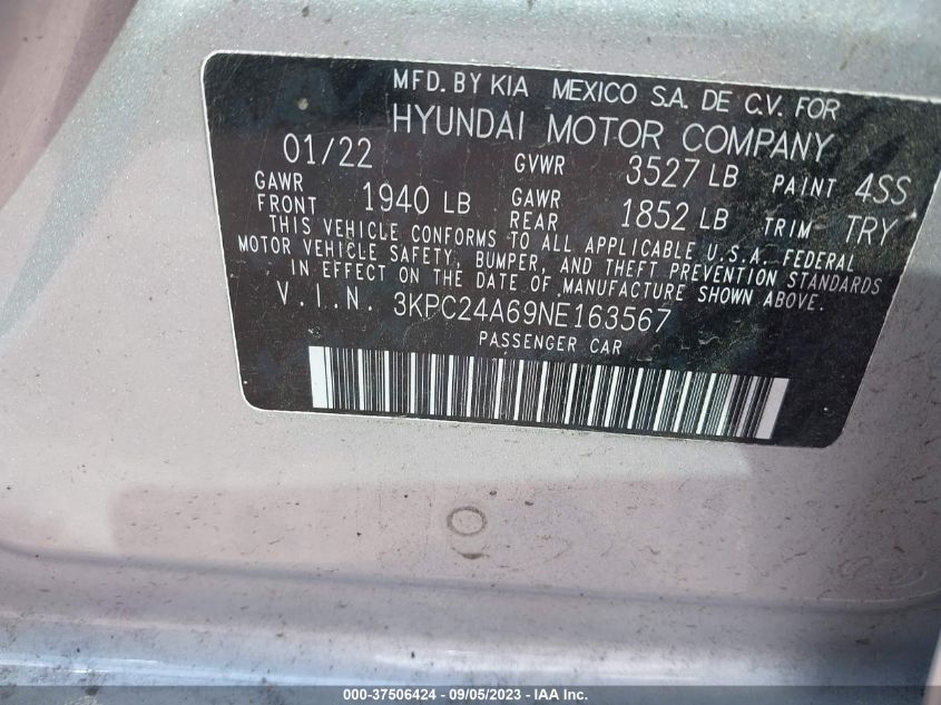 2022 HYUNDAI ACCENT SE - 3KPC24A69NE163567