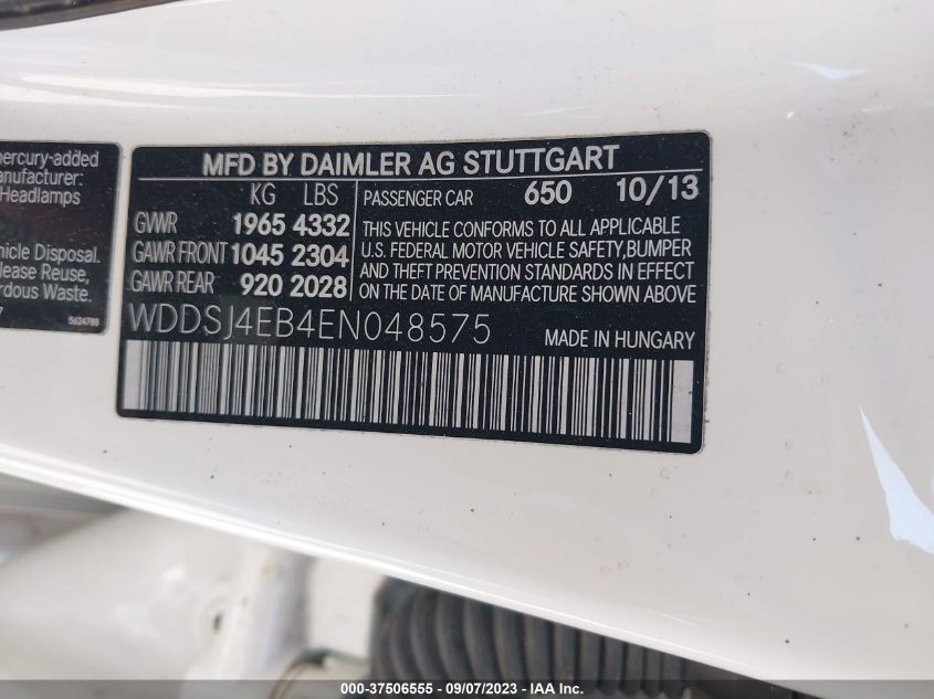 2014 MERCEDES-BENZ CLA-CLASS CLA 250 WDDSJ4EB4EN048575
