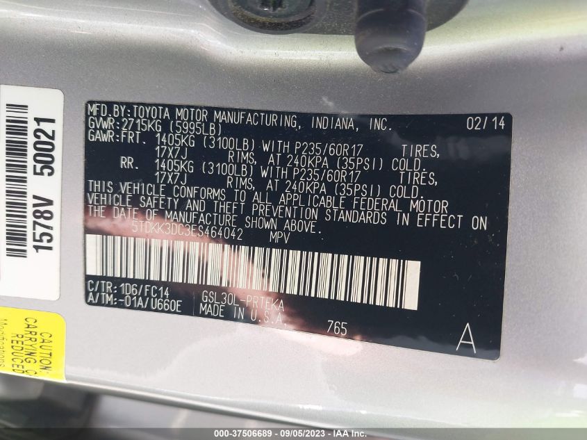 2014 TOYOTA SIENNA LE - 5TDKK3DC3ES464042