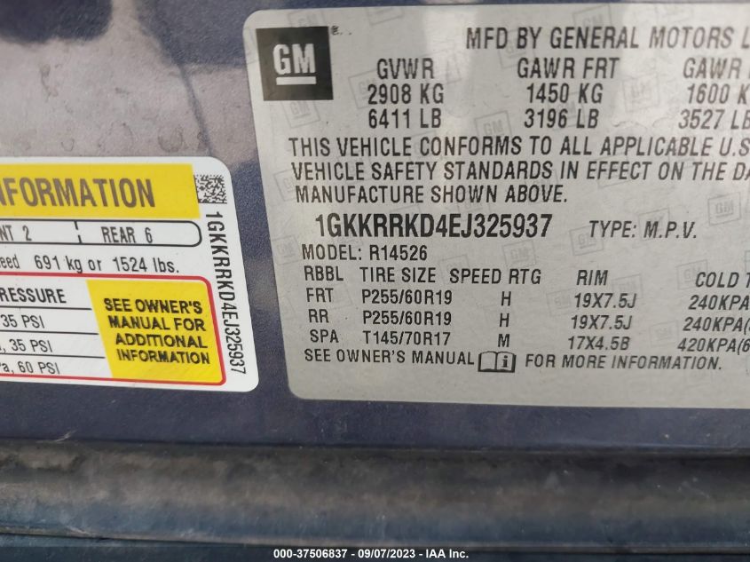 2014 GMC ACADIA SLT - 1GKKRRKD4EJ325937