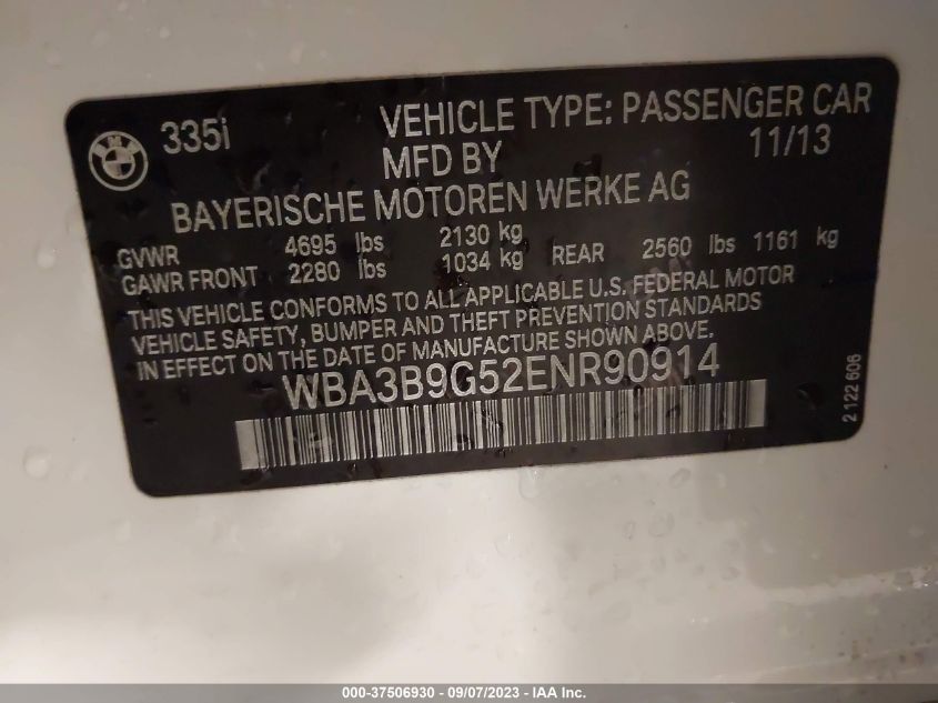 2014 BMW 3 SERIES 335I XDRIVE - WBA3B9G52ENR90914