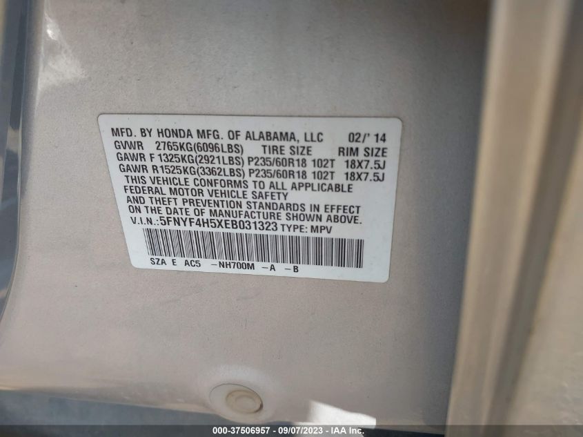 2014 HONDA PILOT EX-L - 5FNYF4H5XEB031323