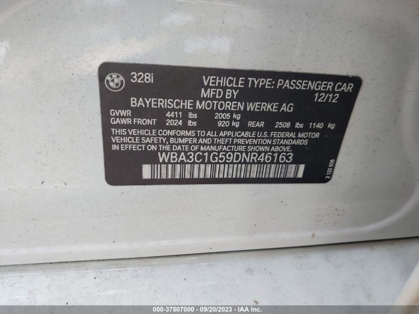 2013 BMW 328I - WBA3C1G59DNR46163