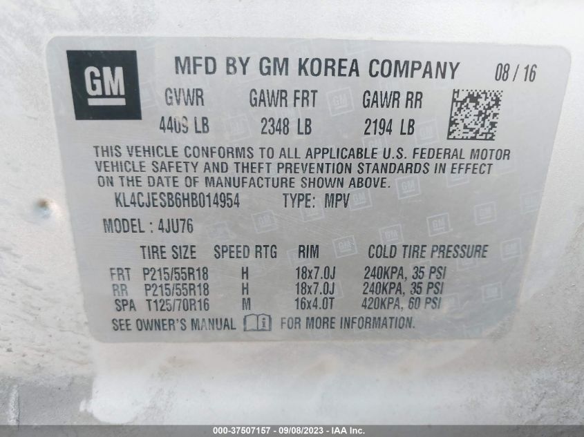 2017 BUICK ENCORE PREFERRED - KL4CJESB6HB014954
