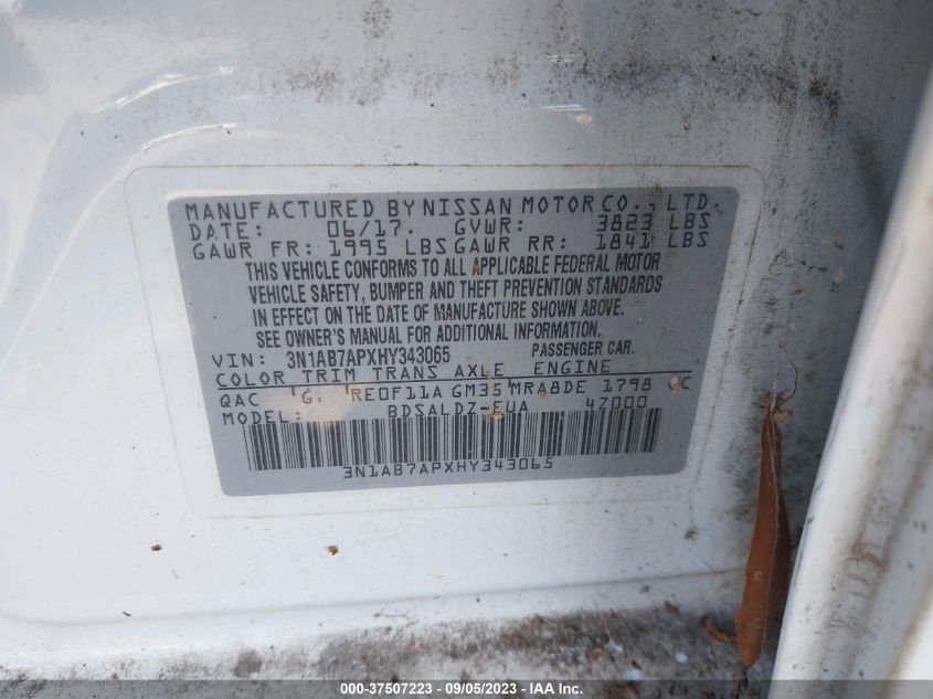 2017 NISSAN SENTRA SV - 3N1AB7APXHY343065