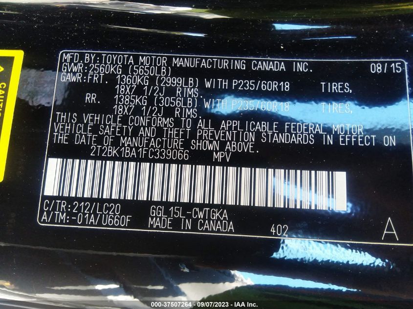 2015 LEXUS RX 350 - 2T2BK1BA1FC339066