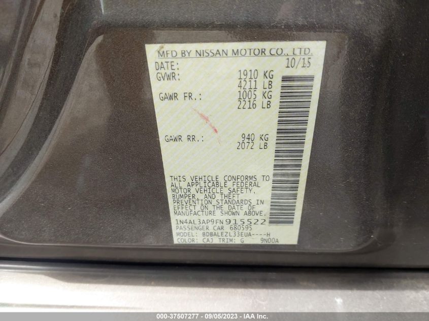 2015 NISSAN ALTIMA 2.5 S - 1N4AL3AP9FN915522