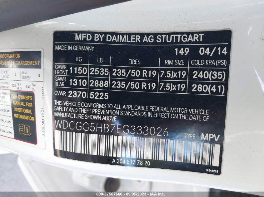 2014 MERCEDES-BENZ GLK-CLASS GLK 350 WDCGG5HB7EG333026