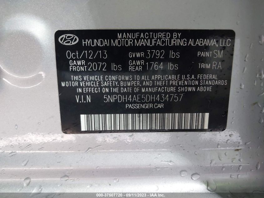 2013 HYUNDAI ELANTRA GLS - 5NPDH4AE5DH434757