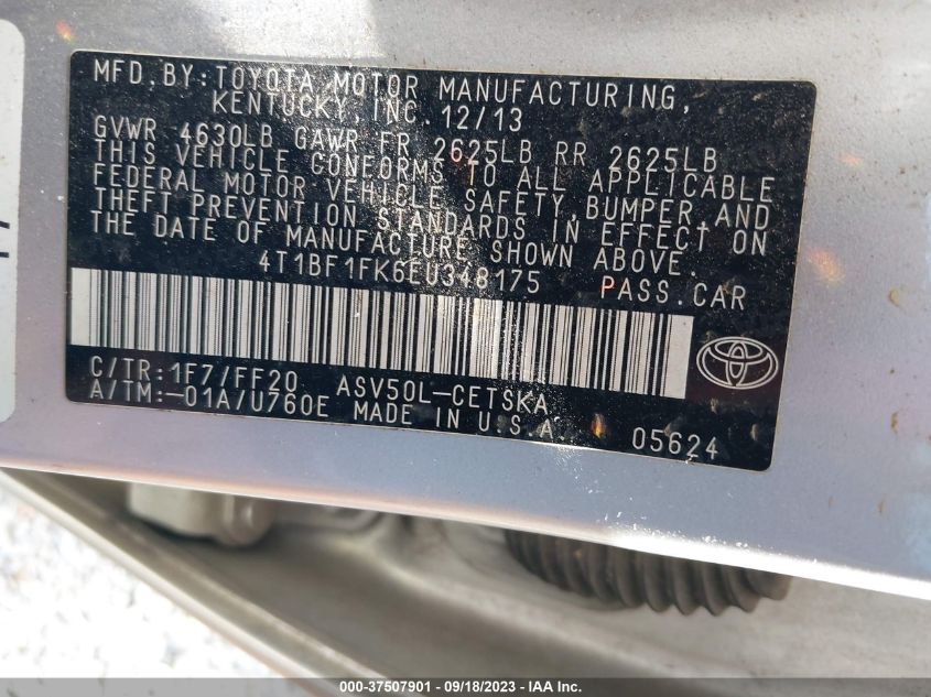 2014 TOYOTA CAMRY L/LE/XLE/SE/SE SPORT - 4T1BF1FK6EU348175