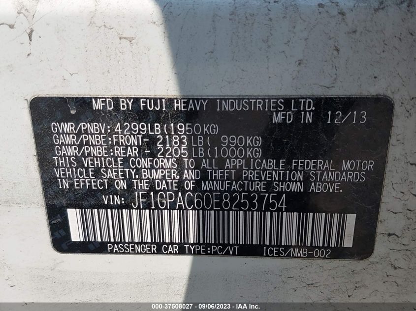 2014 SUBARU IMPREZA WAGON 2.0I PREMIUM - JF1GPAC60E8253754