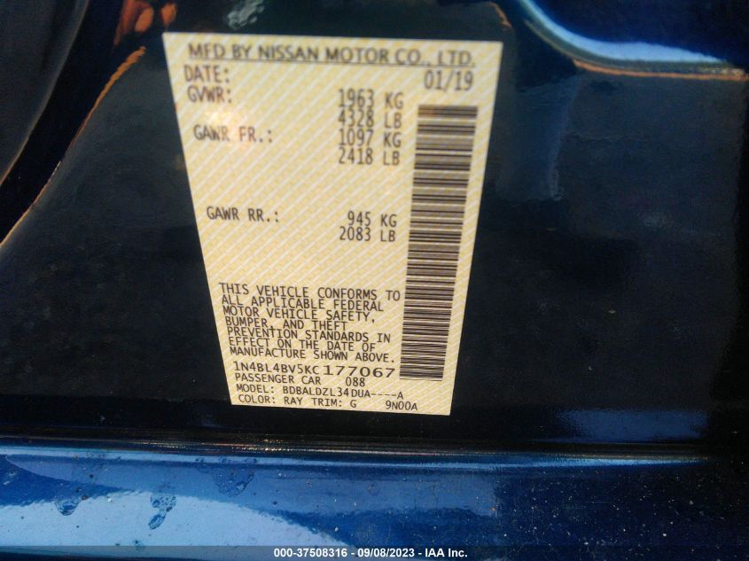 2019 NISSAN ALTIMA 2.5 S - 1N4BL4BV5KC177067