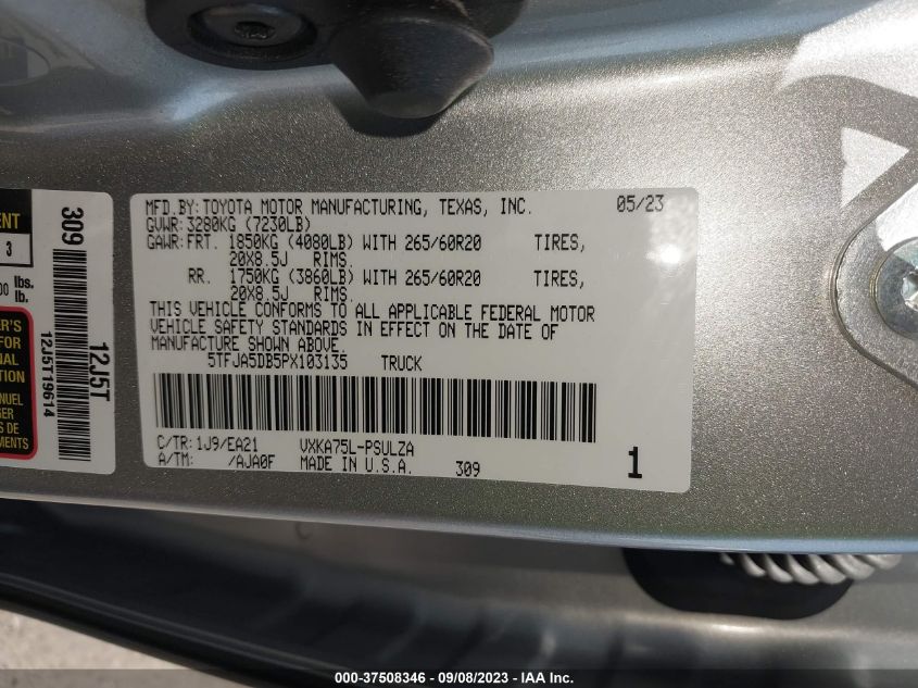 2023 TOYOTA TUNDRA LIMITED - 5TFJA5DB5PX103135