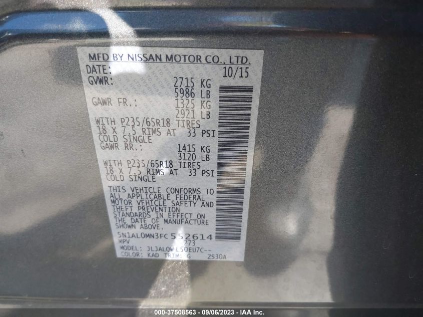 2015 INFINITI QX60 - 5N1AL0MN3FC552614