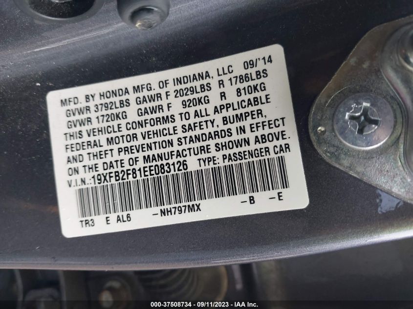 2014 HONDA CIVIC SEDAN EX - 19XFB2F81EE083126