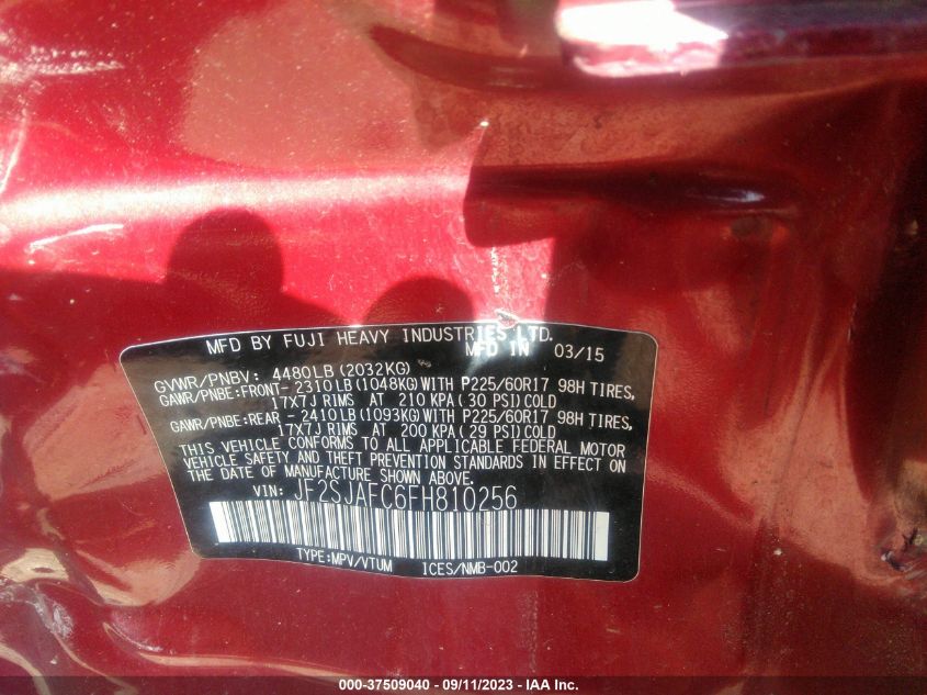 2015 SUBARU FORESTER 2.5I PREMIUM - JF2SJAFC6FH810256