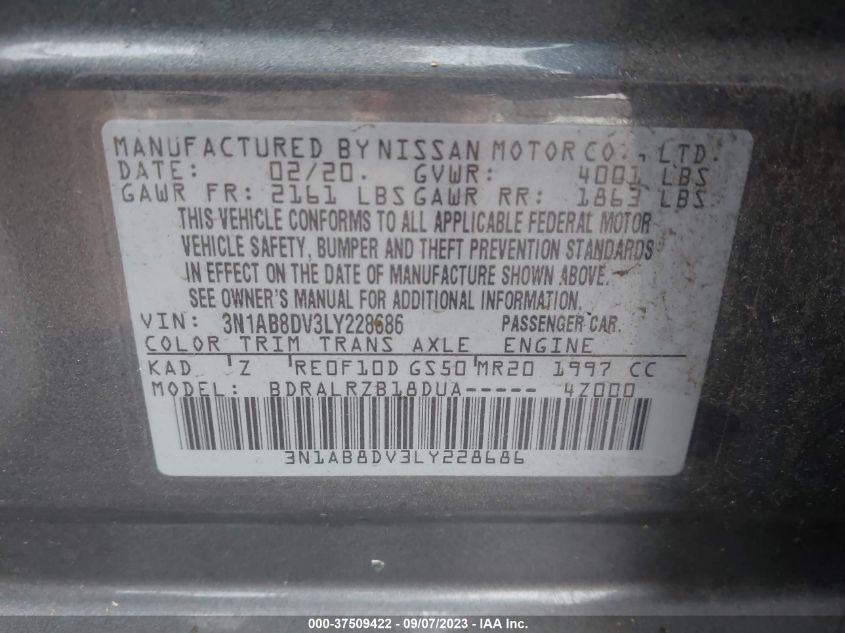 2020 NISSAN SENTRA SR - 3N1AB8DV3LY228686