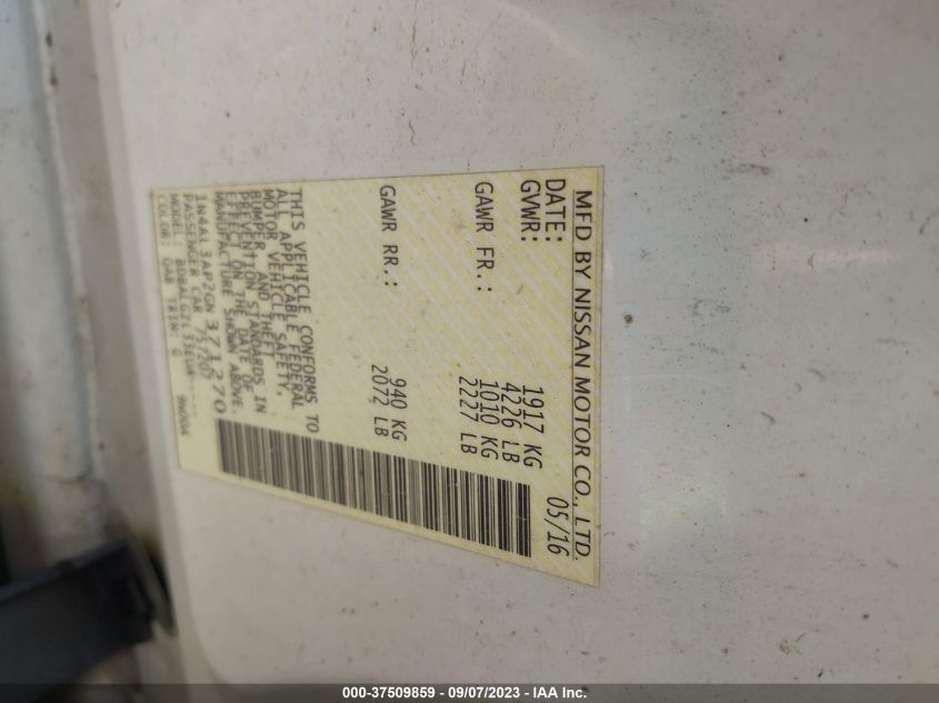 2016 NISSAN ALTIMA 2.5 - 1N4AL3AP2GN371270