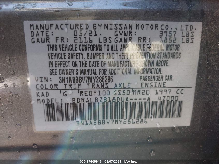 2021 NISSAN SENTRA S - 3N1AB8BV7MY286286