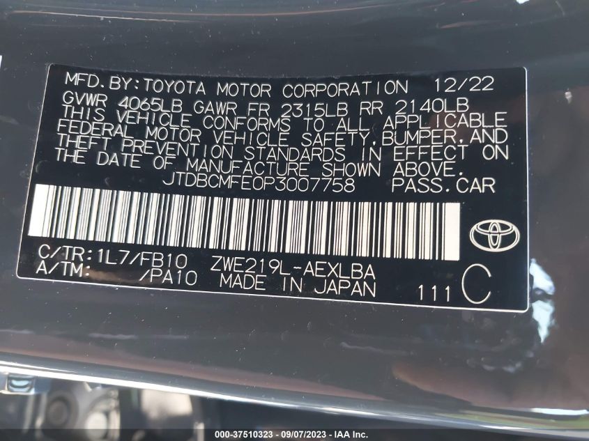 JTDBCMFE0P3007758 Toyota Corolla HYBRID 9